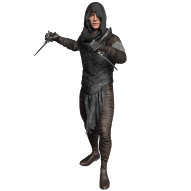 3 boyutlu, şeffaf arkaplanda zırhı olan fantezi erkek karakter.