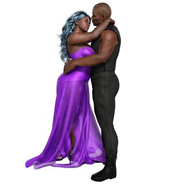 Saydam arka planda izole edilmiş 3D romantik çift