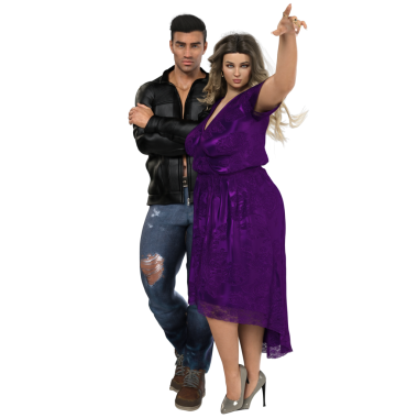 Saydam arka planda izole edilmiş 3D romantik çift