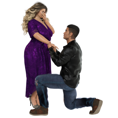 Saydam arka planda izole edilmiş 3D romantik çift