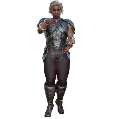 Şeffaf arkaplanda yalıtılmış elf zırhlı 3 boyutlu erkek fantezi karakteri.