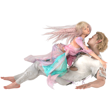 Saydam arka planda izole edilmiş üç boyutlu fantezi elfleri