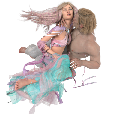 Saydam arka planda izole edilmiş üç boyutlu fantezi elfleri