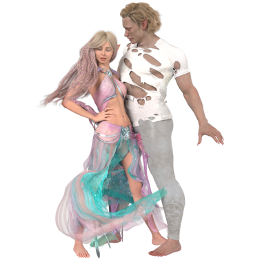 Saydam arka planda izole edilmiş üç boyutlu fantezi elfleri