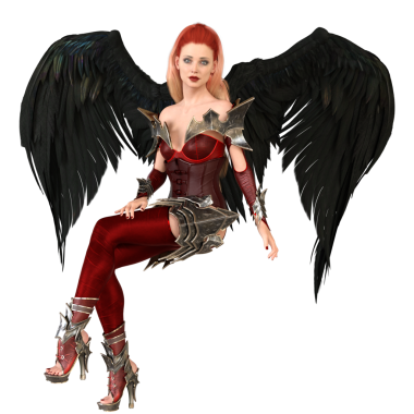 3 boyutlu dişi savaşçı melek şeffaf arka planda izole edilmiş.