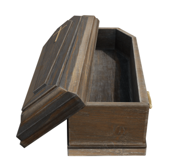 Şeffaf arkaplanda 3 boyutlu bir tabut izole edildi