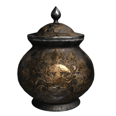 3 boyutlu, şeffaf arka planda izole edilmiş, karmaşık çiçek desenleri olan antika bir vazo.