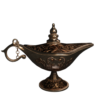 Şeffaf arkaplanda 3 boyutlu bir cin lambası izole edildi