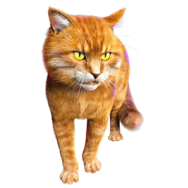 3D görüntülenmiş sevimli kızıl kedi şeffaf arka planda izole edildi