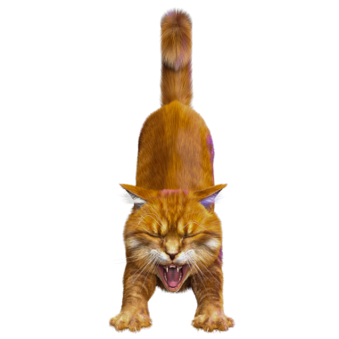 3D görüntülenmiş sevimli kızıl kedi şeffaf arka planda izole edildi