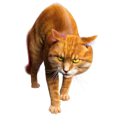 3D görüntülenmiş sevimli kızıl kedi şeffaf arka planda izole edildi