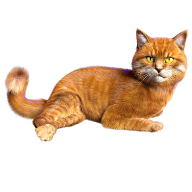 3D görüntülenmiş sevimli kızıl kedi şeffaf arka planda izole edildi