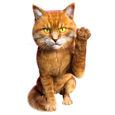 3D görüntülenmiş sevimli kızıl kedi şeffaf arka planda izole edildi