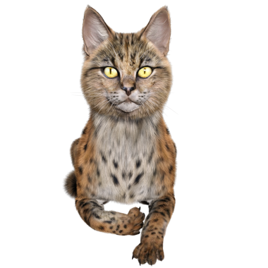 3 Boyutlu sevimli Savannah kedisi şeffaf arka planda izole edilmiş