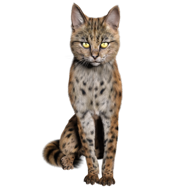 3 Boyutlu sevimli Savannah kedisi şeffaf arka planda izole edilmiş