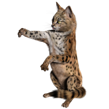 3 Boyutlu sevimli Savannah kedisi şeffaf arka planda izole edilmiş