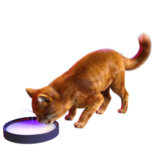 3D görüntülenmiş sevimli kızıl kedi şeffaf arka planda izole edildi