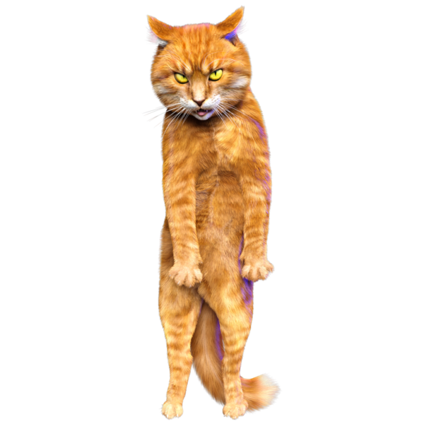 3D görüntülenmiş sevimli kızıl kedi şeffaf arka planda izole edildi