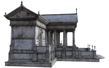 Saydam arkaplanda 3 boyutlu eski anıt mezar binası izole edildi 