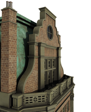 3 boyutlu klasik Avrupa binası şeffaf arkaplanda izole edildi 