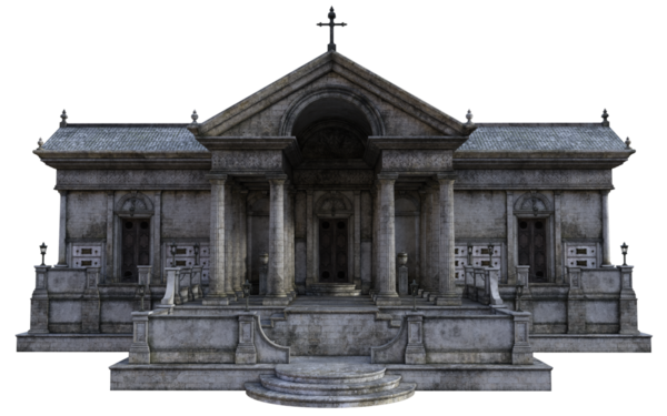 Saydam arkaplanda 3 boyutlu eski anıt mezar binası izole edildi 