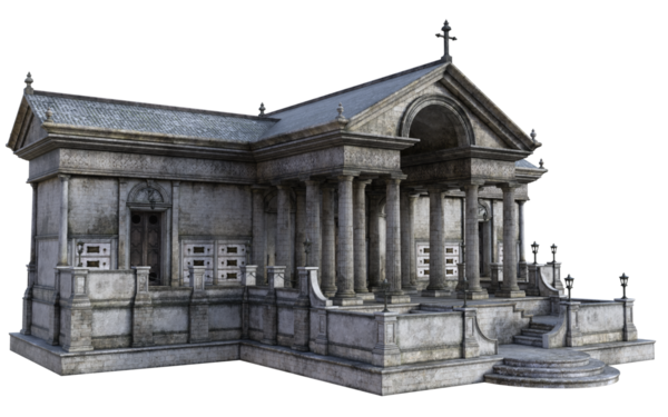 Saydam arkaplanda 3 boyutlu eski anıt mezar binası izole edildi 