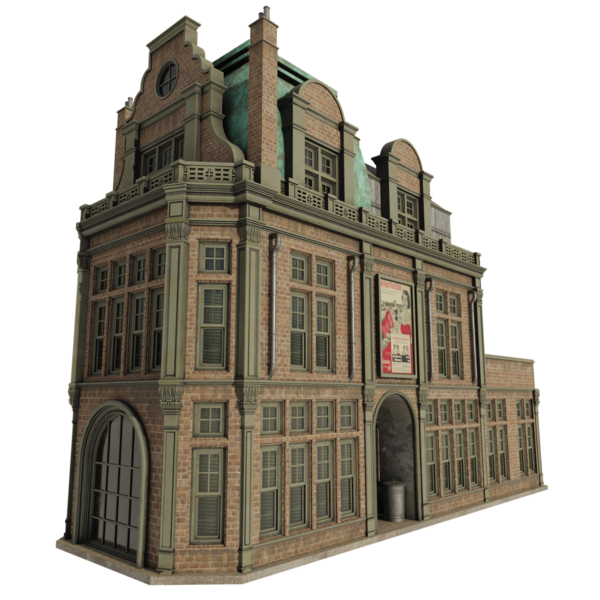 3 boyutlu klasik Avrupa binası şeffaf arkaplanda izole edildi 