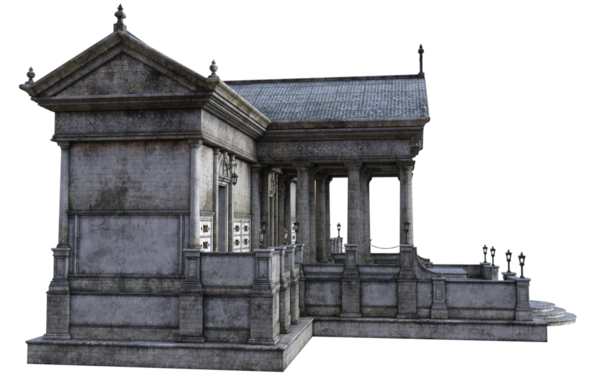 Saydam arkaplanda 3 boyutlu eski anıt mezar binası izole edildi 