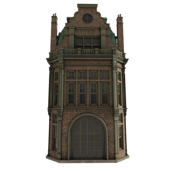 3 boyutlu klasik Avrupa binası şeffaf arkaplanda izole edildi 