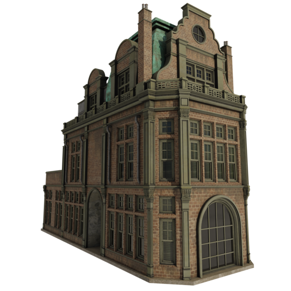 3 boyutlu klasik Avrupa binası şeffaf arkaplanda izole edildi 