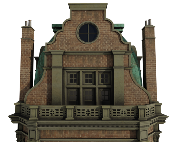 3 boyutlu klasik Avrupa binası şeffaf arkaplanda izole edildi 