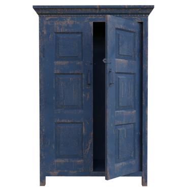 Üç boyutlu ahşap gardırop şeffaf arkaplanda izole edildi