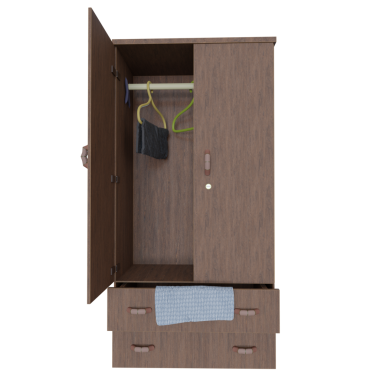 Üç boyutlu ahşap gardırop şeffaf arkaplanda izole edildi