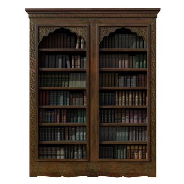 Saydam arkaplanda izole edilmiş 3D klasik ahşap kitaplık