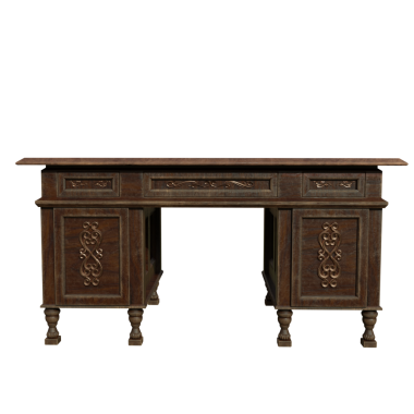 3D oluşturulmuş klasik vintage masa şeffaf arkaplanda izole edildi