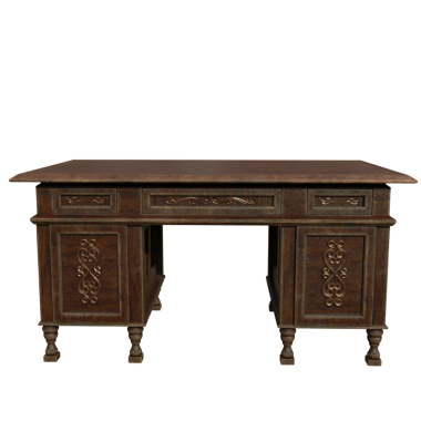 3D oluşturulmuş klasik vintage masa şeffaf arkaplanda izole edildi