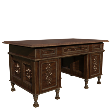 3D oluşturulmuş klasik vintage masa şeffaf arkaplanda izole edildi