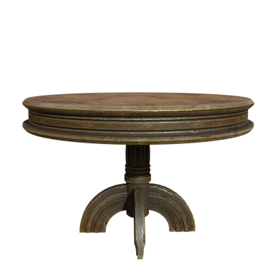 Saydam arkaplanda izole edilmiş eski klasik ahşap yuvarlak masa