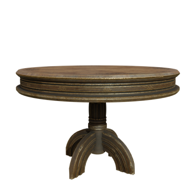 Saydam arkaplanda izole edilmiş eski klasik ahşap yuvarlak masa