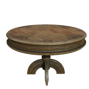 Saydam arkaplanda izole edilmiş eski klasik ahşap yuvarlak masa