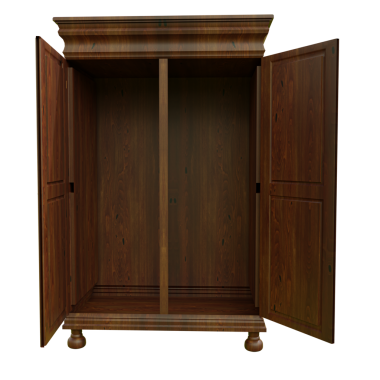 Üç boyutlu ahşap gardırop şeffaf arkaplanda izole edildi