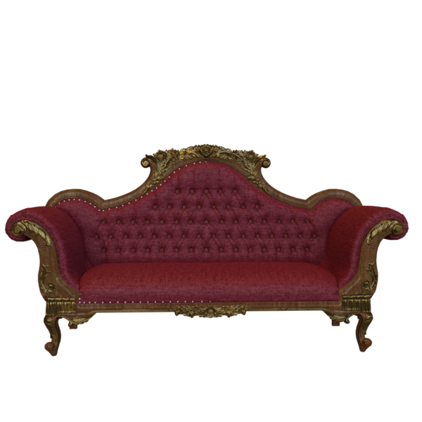 Şeffaf arka planda izole edilmiş 3D antika kanepe