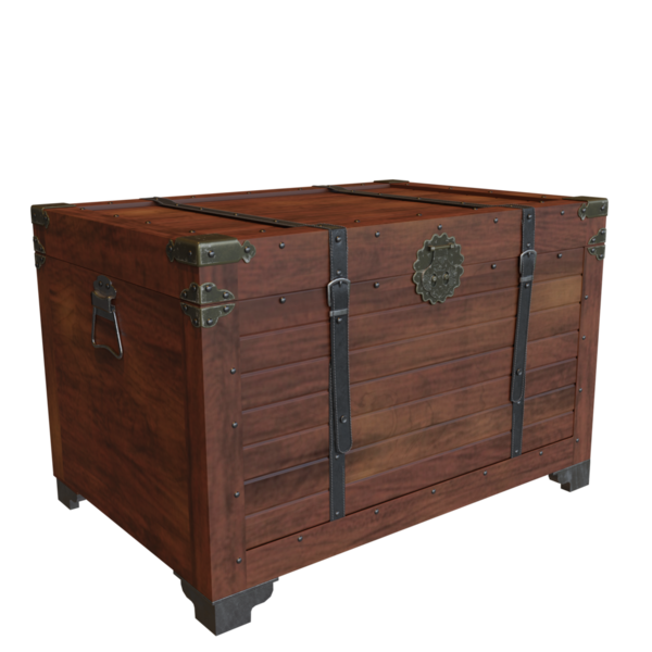 3 boyutlu eski ahşap sandık şeffaf arkaplanda izole edildi