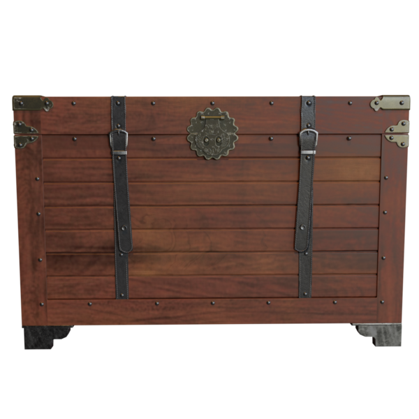 3 boyutlu eski ahşap sandık şeffaf arkaplanda izole edildi