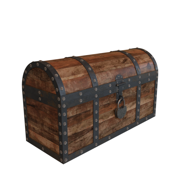 3 boyutlu eski ahşap sandık şeffaf arkaplanda izole edildi