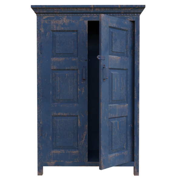 Üç boyutlu ahşap gardırop şeffaf arkaplanda izole edildi