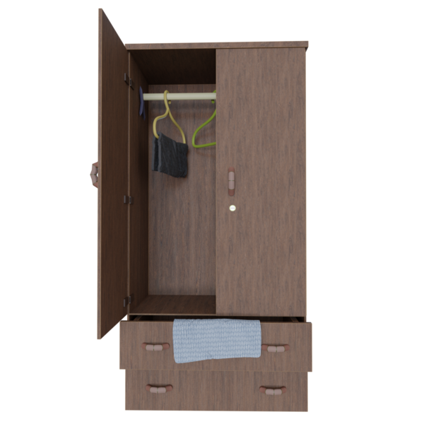 Üç boyutlu ahşap gardırop şeffaf arkaplanda izole edildi