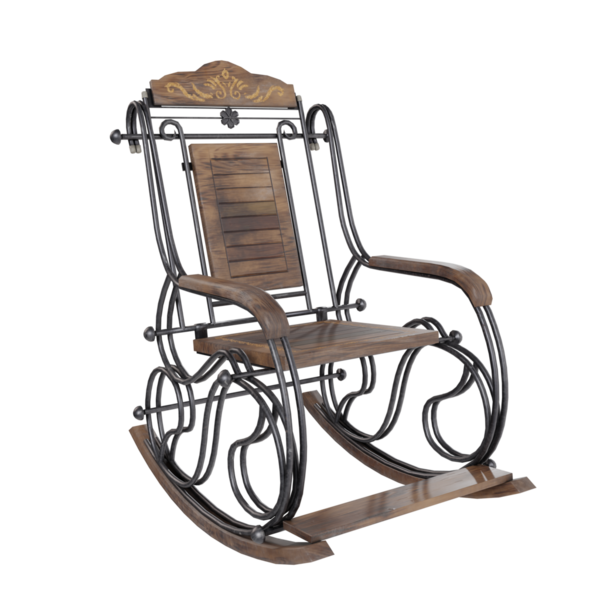 3 boyutlu ahşap sallanan sandalye şeffaf arkaplanda izole edildi