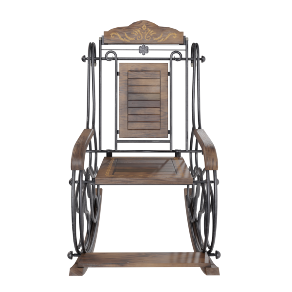 3 boyutlu ahşap sallanan sandalye şeffaf arkaplanda izole edildi