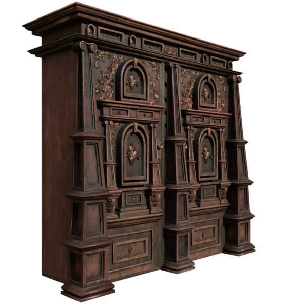 3D oluşturulmuş fantezi ahşap kapı şeffaf arka planda izole